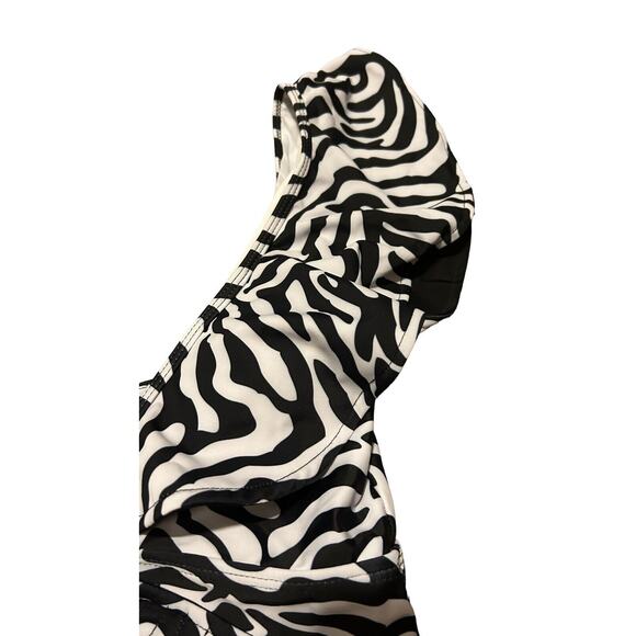 Women One Piece Swimsuit Sexy Zebra V Neck Small Swimwear Ruffle Bathing Beach - Picture 11 of 11